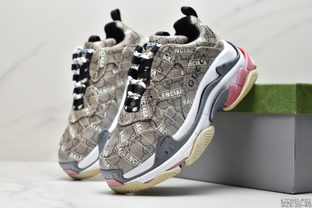 Gucci x Balenciaga Triple S Clear Sole Sneaker ”The Hacker Project” Sports Grandpa Sneakers 681067 UMO20 9795