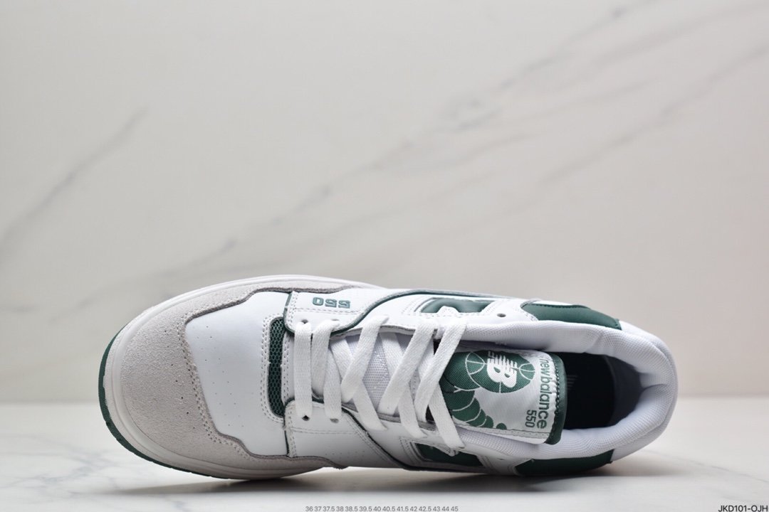 New Balance P550 Basketball Oxfords ”Evergreen” series classic retro low-top casual sports basketball sneakers ”joint leather white snake pattern dark green oxidized white” BB550WT1