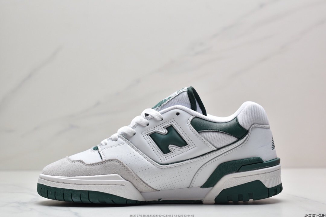 New Balance P550 Basketball Oxfords ”Evergreen” series classic retro low-top casual sports basketball sneakers ”joint leather white snake pattern dark green oxidized white” BB550WT1