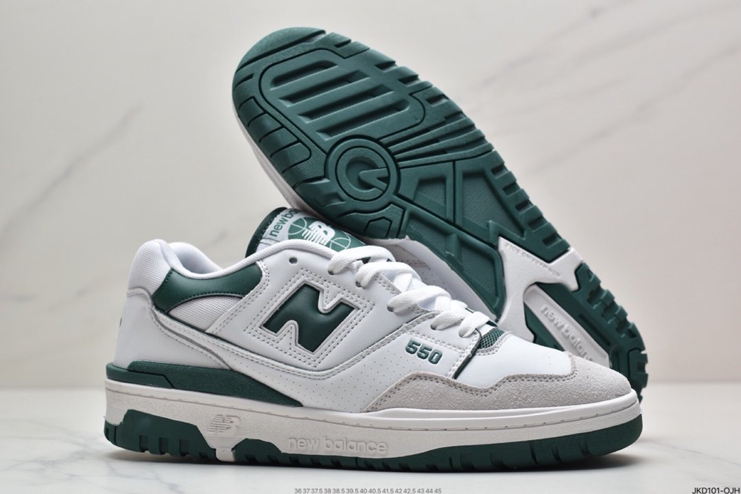New Balance P550 Basketball Oxfords ”Evergreen” series classic retro low-top casual sports basketball sneakers ”joint leather white snake pattern dark green oxidized white” BB550WT1