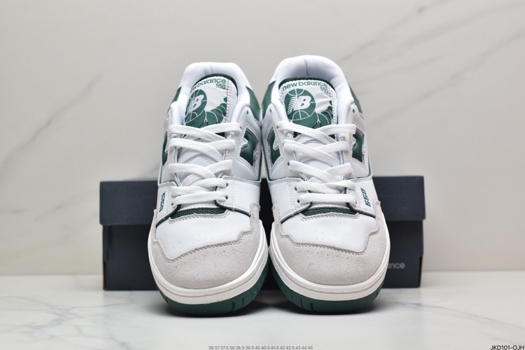 New Balance P550 Basketball Oxfords ”Evergreen” series classic retro low-top casual sports basketball sneakers ”joint leather white snake pattern dark green oxidized white” BB550WT1