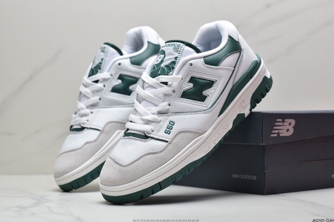 New Balance P550 Basketball Oxfords ”Evergreen” series classic retro low-top casual sports basketball sneakers ”joint leather white snake pattern dark green oxidized white” BB550WT1